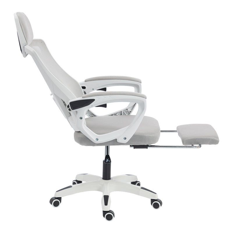 Manager's office chair with footrest Meton white - mesh grey 48x60x118-128cm