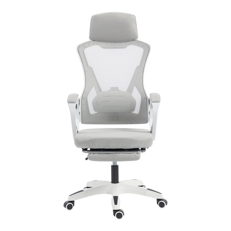 Manager's office chair with footrest Meton white - mesh grey 48x60x118-128cm