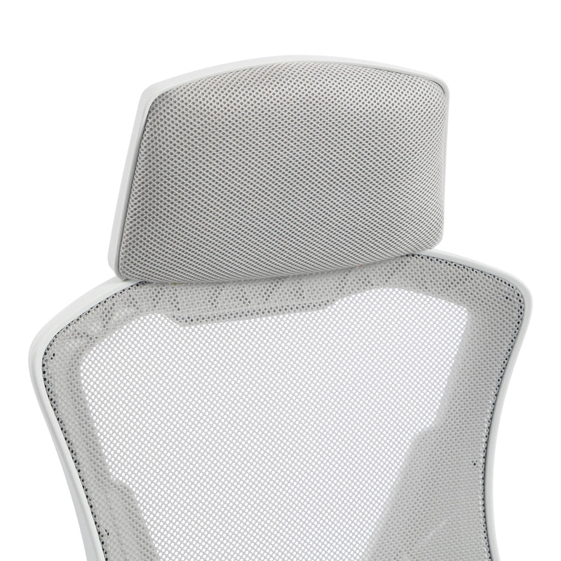 Manager's office chair with footrest Meton white - mesh grey 48x60x118-128cm