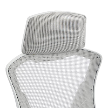 Manager's office chair with footrest Meton white - mesh grey 48x60x118-128cm