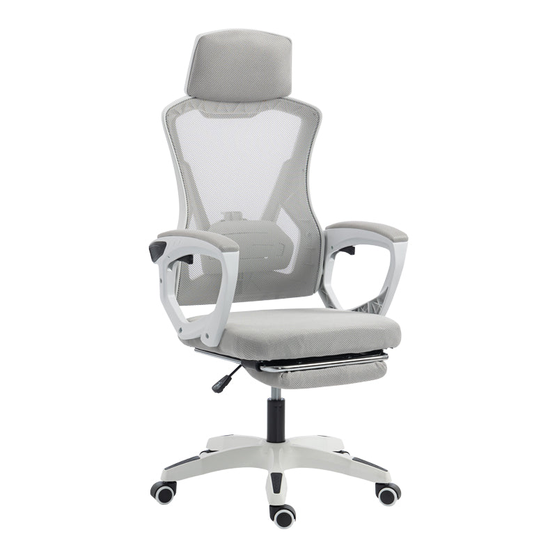 Manager's office chair with footrest Meton white - mesh grey 48x60x118-128cm
