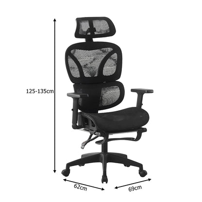 Manager's office chair with footrest Corus mesh black 62x69x125-135cm
