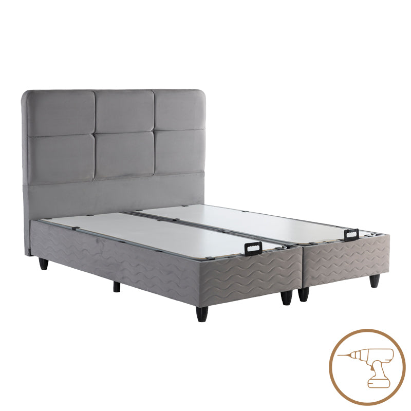 Double bed Punto with storage space grye velvet 160x200cm