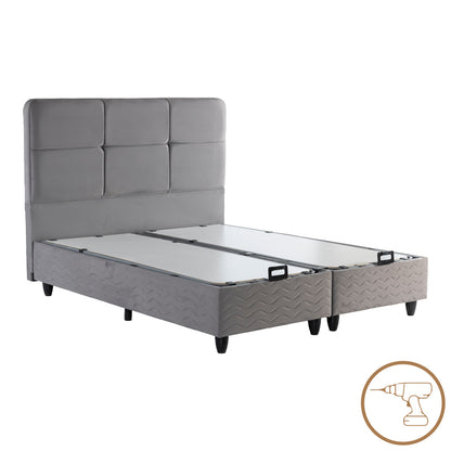 Double bed Punto with storage space grye velvet 160x200cm