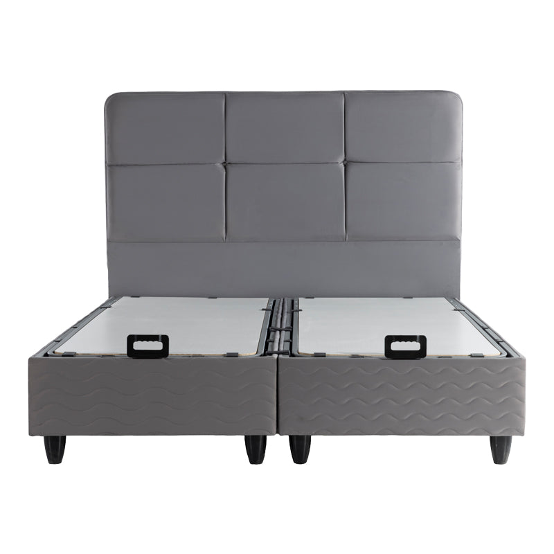 Double bed Punto with storage space grye velvet 160x200cm