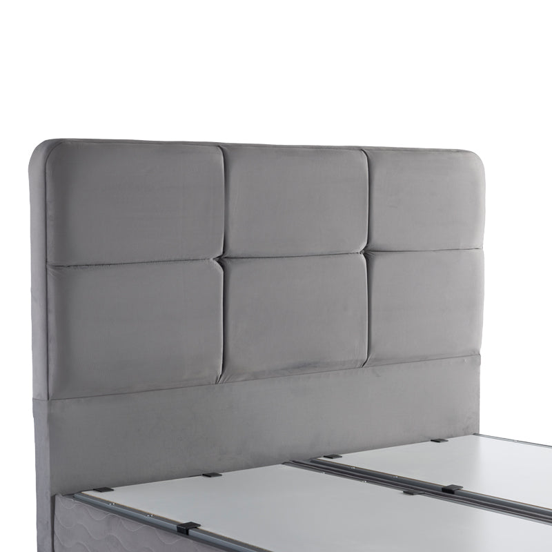 Double bed Punto with storage space grye velvet 160x200cm