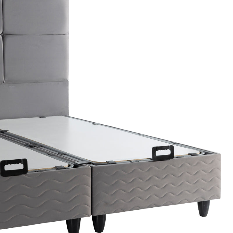 Double bed Punto with storage space grye velvet 160x200cm