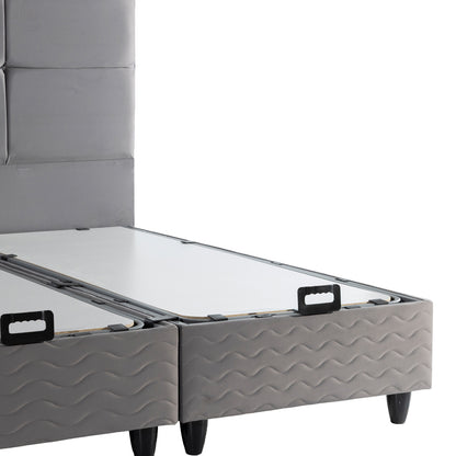 Double bed Punto with storage space grye velvet 160x200cm