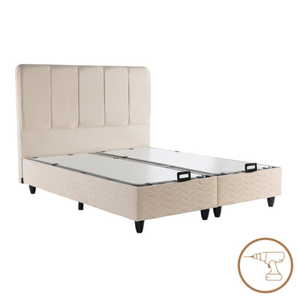 Double bed Lunda with storage space cream velvet 160x200cm