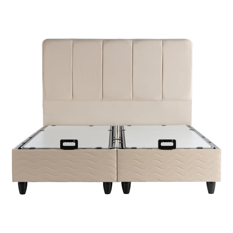 Double bed Lunda with storage space cream velvet 160x200cm
