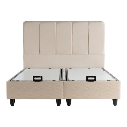Double bed Lunda with storage space cream velvet 160x200cm