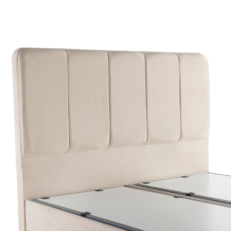 Double bed Lunda with storage space cream velvet 160x200cm