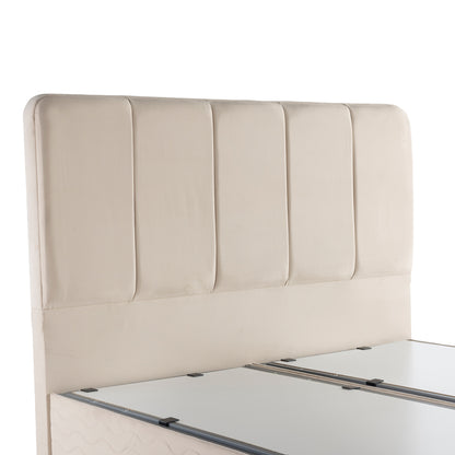 Double bed Lunda with storage space cream velvet 160x200cm