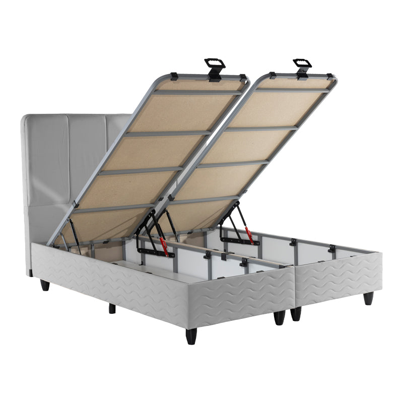 Double bed Lunda with storage space grye velvet 160x200cm