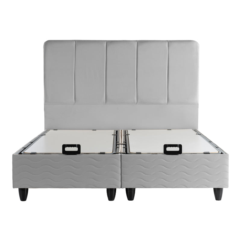 Double bed Lunda with storage space grye velvet 160x200cm