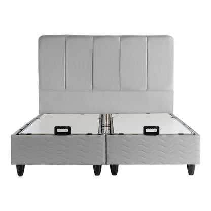 Double bed Lunda with storage space grye velvet 160x200cm