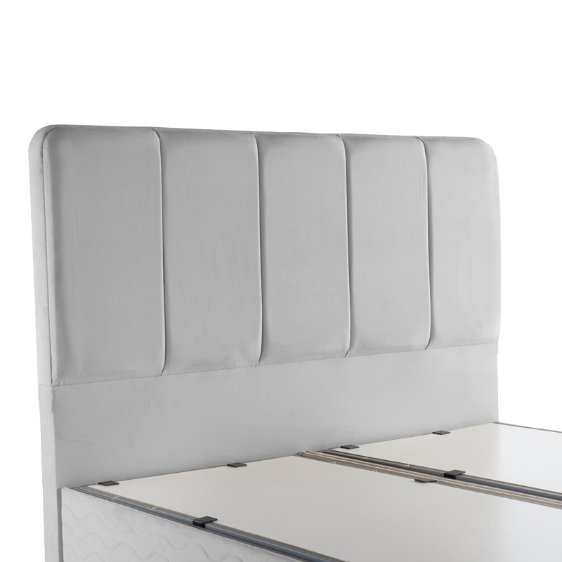 Double bed Lunda with storage space grye velvet 160x200cm