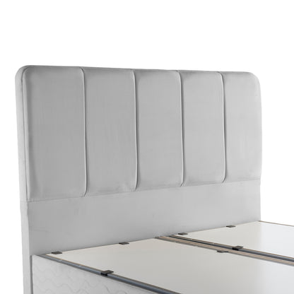 Double bed Lunda with storage space grye velvet 160x200cm