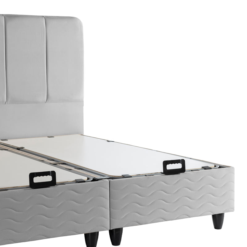 Double bed Lunda with storage space grye velvet 160x200cm