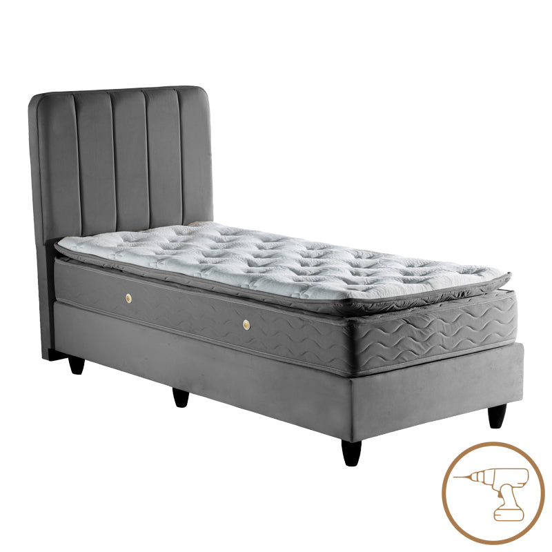Single bed Lunda anthracite velvet 90x200cm