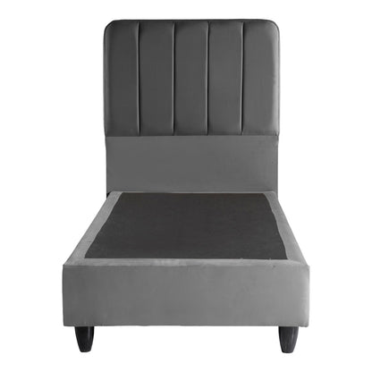 Single bed Lunda anthracite velvet 90x200cm