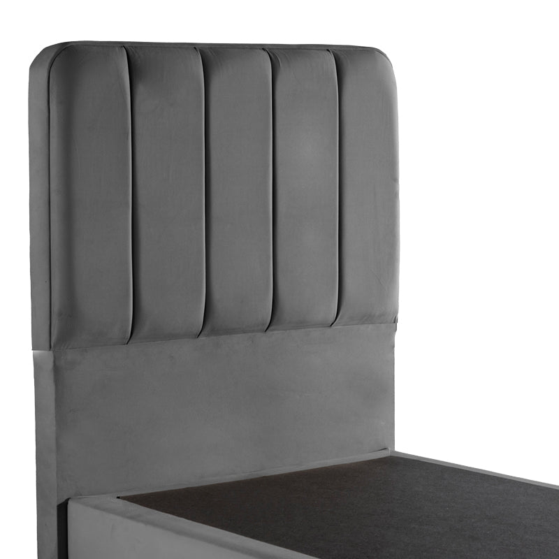 Single bed Lunda anthracite velvet 90x200cm