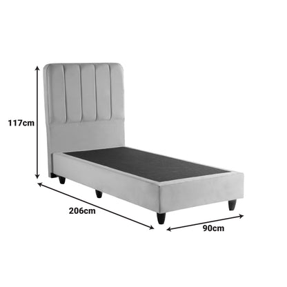Single bed Lunda anthracite velvet 90x200cm