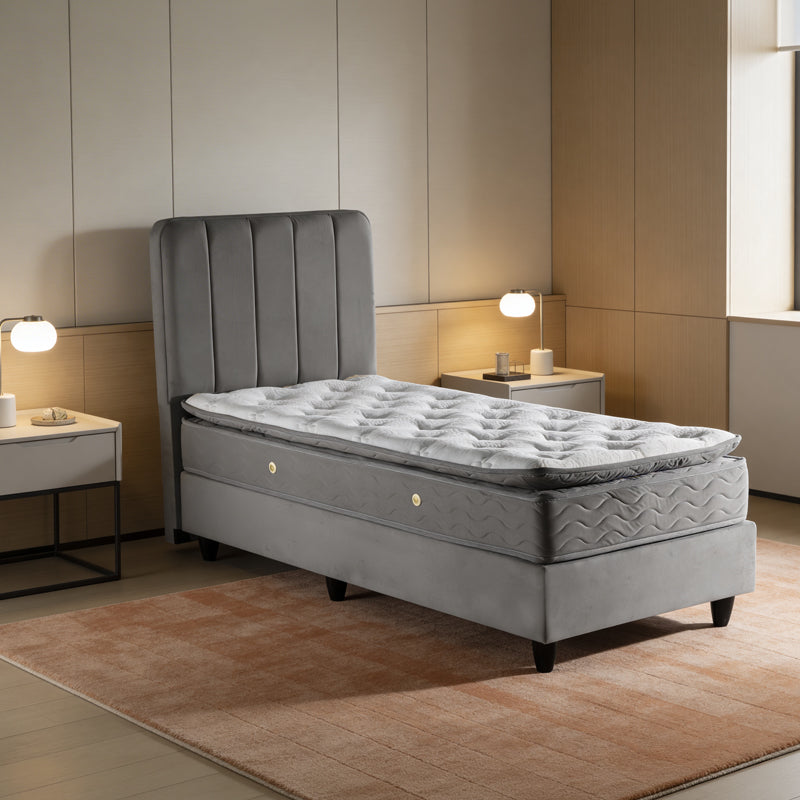 Single bed Lunda anthracite velvet 90x200cm