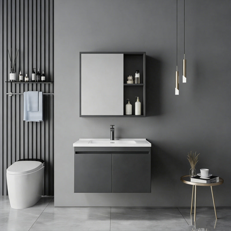 Sinkea anthracite countertop with sink and mirror