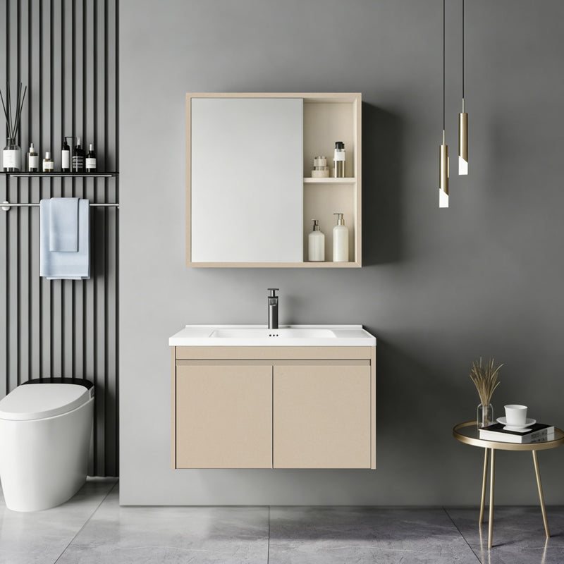 Sinkea cappuccino color countertop with sink and mirror