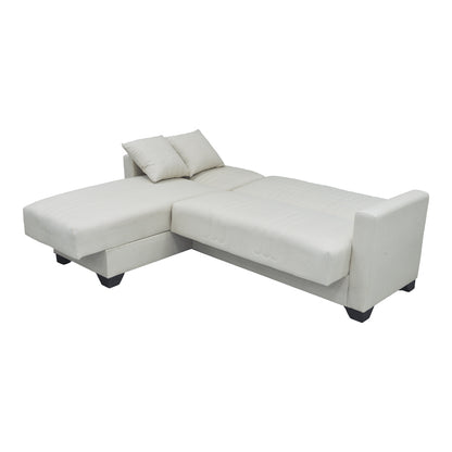 Corner sofa bed reversible with storage space Stashio cream fabric 202x143x84cm