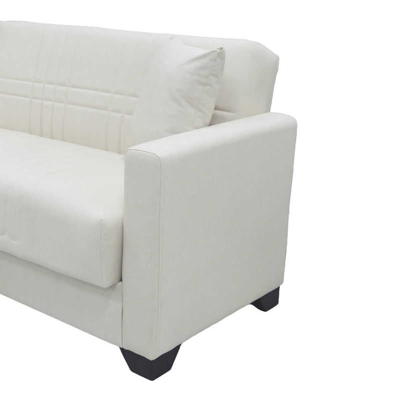 Corner sofa bed reversible with storage space Stashio cream fabric 202x143x84cm