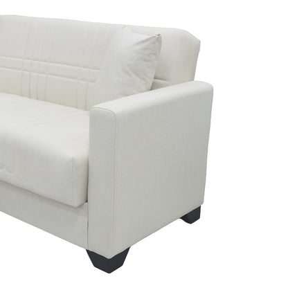 Corner sofa bed reversible with storage space Stashio cream fabric 202x143x84cm
