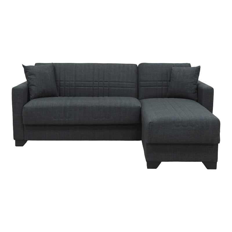 Corner sofa bed reversible with storage space Stashio anthracite fabric 202x143x84cm