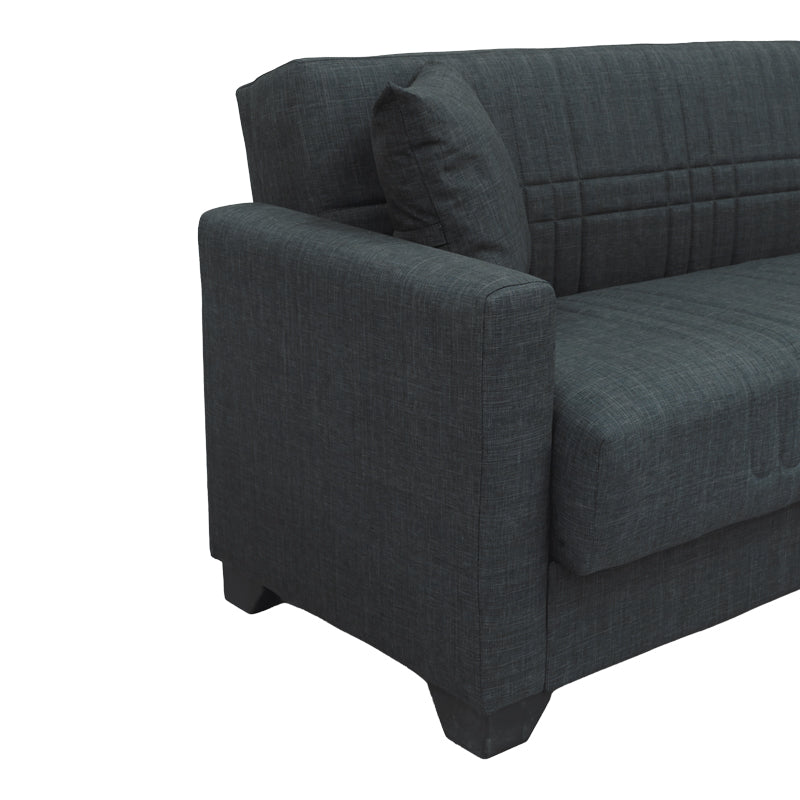 Corner sofa bed reversible with storage space Stashio anthracite fabric 202x143x84cm