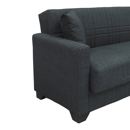 Corner sofa bed reversible with storage space Stashio anthracite fabric 202x143x84cm