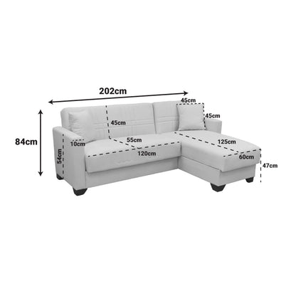Corner sofa bed reversible with storage space Stashio anthracite fabric 202x143x84cm
