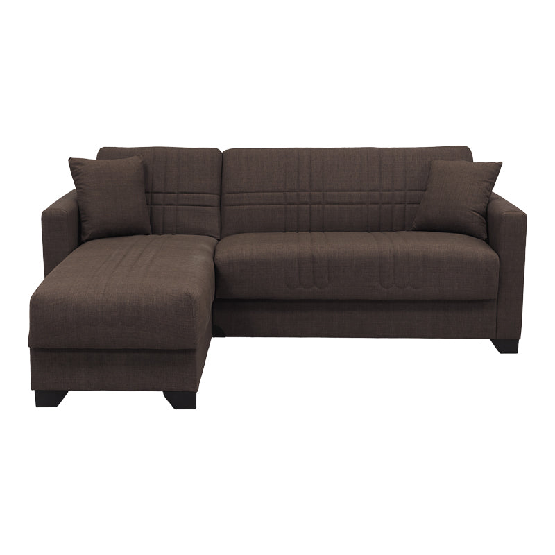 Corner sofa bed reversible with storage space Stashio brown fabric 202x143x84cm