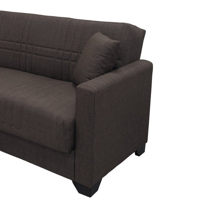 Corner sofa bed reversible with storage space Stashio brown fabric 202x143x84cm