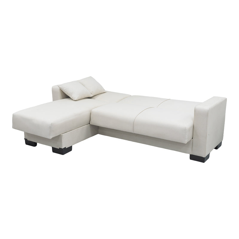 Corner sofa bed reversible with storage space Dumma cream fabric 226x146x86cm