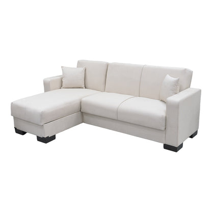 Corner sofa bed reversible with storage space Dumma cream fabric 226x146x86cm