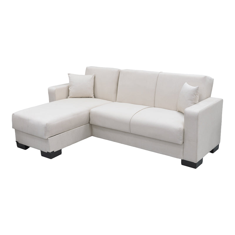 Corner sofa bed reversible with storage space Dumma cream fabric 226x146x86cm