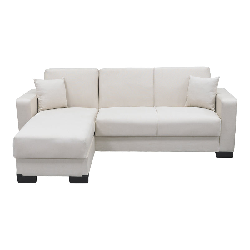 Corner sofa bed reversible with storage space Dumma cream fabric 226x146x86cm