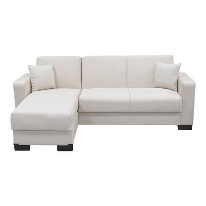 Corner sofa bed reversible with storage space Dumma cream fabric 226x146x86cm