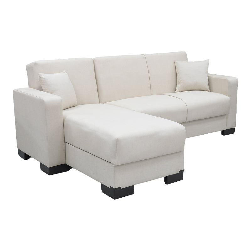 Corner sofa bed reversible with storage space Dumma cream fabric 226x146x86cm