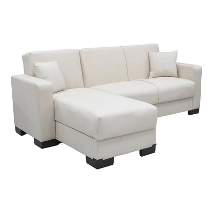 Corner sofa bed reversible with storage space Dumma cream fabric 226x146x86cm