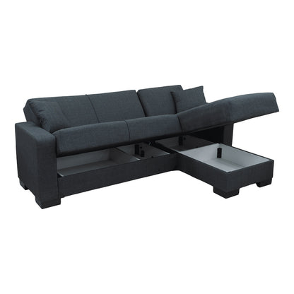 Corner sofa bed reversible with storage space Dumma anthracite fabric 226x146x86cm
