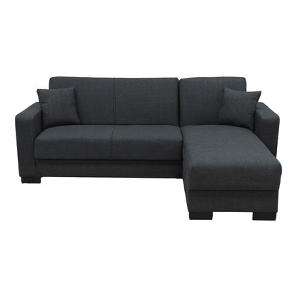 Corner sofa bed reversible with storage space Dumma anthracite fabric 226x146x86cm