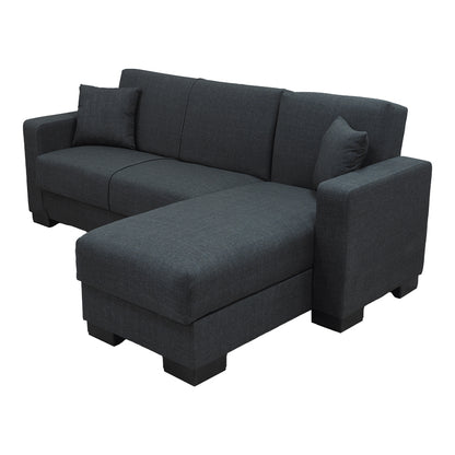 Corner sofa bed reversible with storage space Dumma anthracite fabric 226x146x86cm