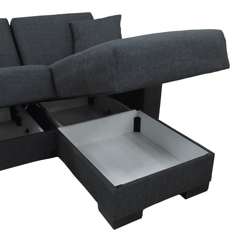 Corner sofa bed reversible with storage space Dumma anthracite fabric 226x146x86cm